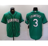 Men's Seattle Mariners #3 JP Crawford Teal Green Stitched Cool Base Nike Jersey