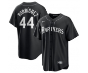Men's Seattle Mariners #44 Julio Rodríguez Black Lights Out Limited Stitched Baseball Jersey