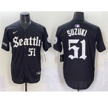 Men's Seattle Mariners #51 Ichiro Suzuki Black 'Deep Sea Gothic Edition' Vapor Premier Limited Stitched Baseball Jersey