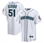 Men's Seattle Mariners #51 Ichiro Suzuki White Cool Base Stitched Baseball Jersey