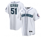 Men's Seattle Mariners #51 Ichiro Suzuki White Cool Base Stitched Baseball Jersey