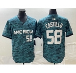 Men's Seattle Mariners #58 Diego Castillo Number Teal 2023 All Star Stitched Baseball Jersey