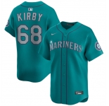 Men's Seattle Mariners #68 George Kirby Aqua Limited Stitched Baseball Jersey