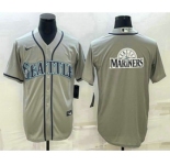 Men's Seattle Mariners Big Logo Gray Stitched MLB Cool Base Jersey