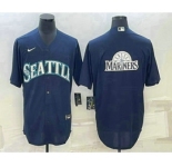 Men's Seattle Mariners Big Logo Navy Blue Stitched MLB Cool Base Nike Jersey
