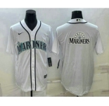 Men's Seattle Mariners Big Logo White Stitched MLB Cool Base Nike Jersey