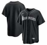 Men's Seattle Mariners Blank Black Lights Out Limited Stitched Baseball Jersey