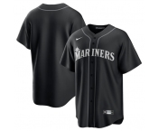 Men's Seattle Mariners Blank Black Lights Out Limited Stitched Baseball Jersey