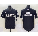 Men's Seattle Mariners Team Big Logo Black 'Deep Sea Gothic Edition' Vapor Premier Limited Stitched Baseball Jersey