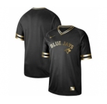 Men's Nike Blue Jays Blank Black Gold Stitched Baseball Jersey