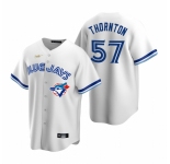 Men's Nike Toronto Blue Jays #57 Trent Thornton White Cooperstown Collection Home Stitched Baseball Jersey