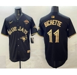 Men's Toronto Blue Jays #11 Bo Bichette Black Gold 2025 American League Champions Limited Stitched Jersey