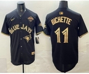 Men's Toronto Blue Jays #11 Bo Bichette Black Gold 2025 American League Champions Limited Stitched Jersey