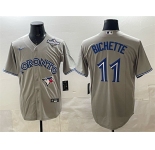 Men's Toronto Blue Jays #11 Bo Bichette Gray 2025 World Series Home Cool Base Stitched Jersey