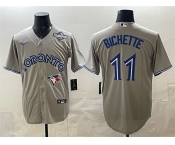 Men's Toronto Blue Jays #11 Bo Bichette Gray 2025 World Series Home Cool Base Stitched Jersey