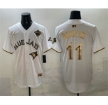 Men's Toronto Blue Jays #11 Bo Bichette White Gold 2025 American League Champions Limited Stitched Jersey