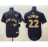 Men's Toronto Blue Jays #22 Ernie Clement Black Gold 2025 American League Champions Limited Stitched Baseball Jersey