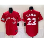 Men's Toronto Blue Jays #22 Ernie Clement Red 50 Seasons Patch Stitched Baseball Jersey