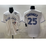 Men's Toronto Blue Jays #25 Anthony Santander White 2025 World Series Home Cool Base Stitched Baseball Jersey