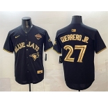 Men's Toronto Blue Jays #27 Vladimir Guerrero Jr. Black Gold 2025 American League Champions Limited Stitched Baseball Jersey