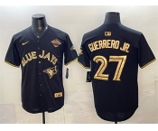 Men's Toronto Blue Jays #27 Vladimir Guerrero Jr. Black Gold 2025 American League Champions Limited Stitched Baseball Jersey