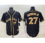 Men's Toronto Blue Jays #27 Vladimir Guerrero Jr Black Gold Cool Base Stitched Baseball Jersey