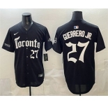 Men's Toronto Blue Jays #27 Vladimir Guerrero Jr Black Gothic North Edition Limited Stitched Baseball Jersey