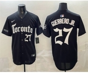 Men's Toronto Blue Jays #27 Vladimir Guerrero Jr Black Gothic North Edition Limited Stitched Baseball Jersey