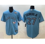 Men's Toronto Blue Jays #27 Vladimir Guerrero Jr. Blue 2025 World Series Cool Base Stitched Baseball Jersey