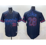 Men's Toronto Blue Jays #28 Ernie Clement Navy 2024 City Connect Limited Stitched Baseball Jersey