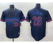 Men's Toronto Blue Jays #28 Ernie Clement Navy 2024 City Connect Limited Stitched Baseball Jersey