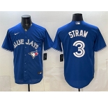 Men's Toronto Blue Jays #3 Myles Straw Royal Stitched Baseball Jersey