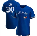 Men's Toronto Blue Jays #30 Alejandro Kirk George Springer Royal Flex Base Stitched Jersey