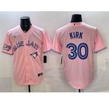 Men's Toronto Blue Jays #30 Alejandro Kirk Pink 50 Seasons Patch Stitched Baseball Jersey