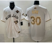 Men's Toronto Blue Jays #30 Alejandro Kirk White Gold 2025 American League Champions Limited Stitched Jersey