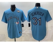 Men's Toronto Blue Jays #31 Max Scherzer Blue 2025 World Series Cool Base Stitched Baseball Jersey