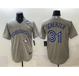 Men's Toronto Blue Jays #31 Max Scherzer Gray 2025 World Series Cool Base Stitched Baseball Jersey