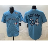Men's Toronto Blue Jays #34 Kevin Gausman Blue 2025 World Series Cool Base Stitched Baseball Jersey
