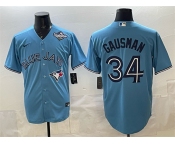 Men's Toronto Blue Jays #34 Kevin Gausman Blue 2025 World Series Cool Base Stitched Baseball Jersey