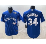 Men's Toronto Blue Jays #34 Kevin Gausman Royal 2025 World Series Cool Base Stitched Baseball Jersey