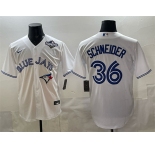 Men's Toronto Blue Jays #36 Davis Schneider White 2025 World Series Home Cool Base Stitched Baseball Jersey