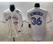Men's Toronto Blue Jays #36 Davis Schneider White 2025 World Series Home Cool Base Stitched Baseball Jersey