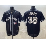 Men's Toronto Blue Jays #38 Nathan Lukes 2026 Fashion Replica Black Out Stitched Baseball Jersey
