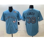Men's Toronto Blue Jays #38 Nathan Lukes Blue 2025 World Series Cool Base Stitched Baseball Jersey