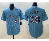 Men's Toronto Blue Jays #38 Nathan Lukes Blue 2025 World Series Cool Base Stitched Baseball Jersey