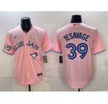 Men's Toronto Blue Jays #39 Trey Yesavage Pink 50 Seasons Patch Stitched Baseball Jersey
