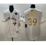 Men's Toronto Blue Jays #39 Trey Yesavage White Gold 2025 American League Champions Limited Stitched Jersey
