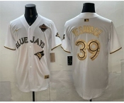 Men's Toronto Blue Jays #39 Trey Yesavage White Gold 2025 American League Champions Limited Stitched Jersey