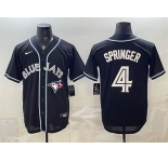 Men's Toronto Blue Jays #4 George Springer 2026 Fashion Replica Black Out Stitched Baseball Jersey