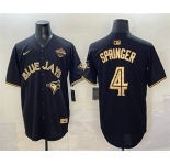 Men's Toronto Blue Jays #4 George Springer Black Gold 2025 American League Champions Limited Stitched Jersey